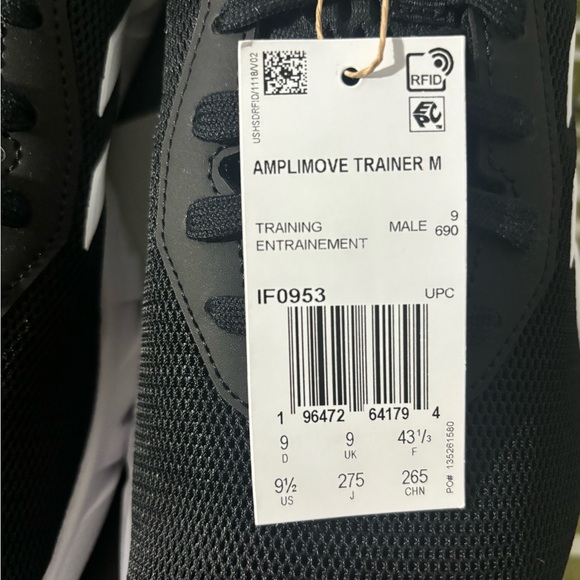 NWT! Adidas Men’s AMPLIMOVE Core Black/Cloud White/Grey Six TRAINING SHOES 9.5 - Picture 11 of 11